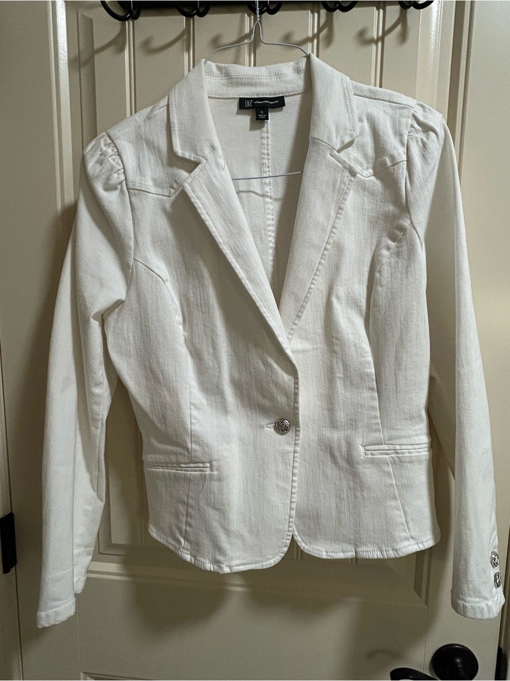 INC International Concepts White Stretch Denim Blazer – Size XL